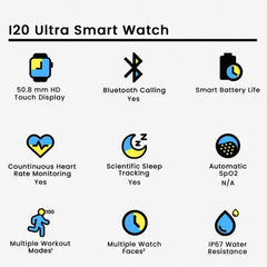 I20 Ultra Smart Watch With Earbuds And 7 Straps