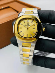 Timepiece Elegance: BestWin Original Gent's Watches - Patek Model with Date Function, Stainless Steel Chains in Attractive Colors