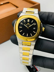 Timepiece Elegance: BestWin Original Gent's Watches - Patek Model with Date Function, Stainless Steel Chains in Attractive Colors